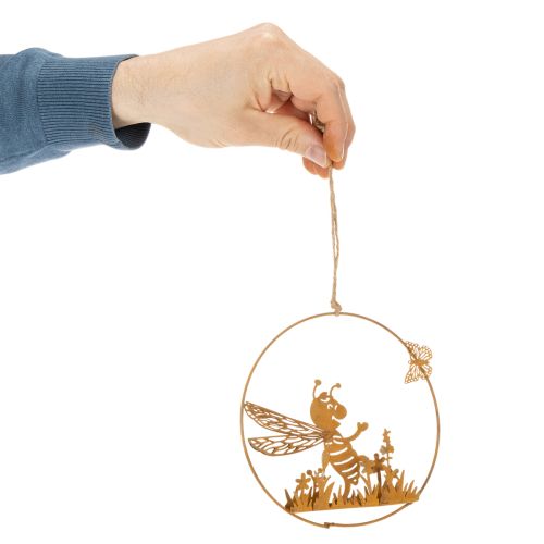 Abeille décorative en métal, finition rouille, décoration de jardin à suspendre, Ø14 cm, lot de 4 | Floristik24.be