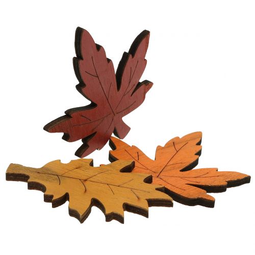 Floristik24 Feuille déco mélange bois jaune, orange, rouge foncé 8cm 18 pcs