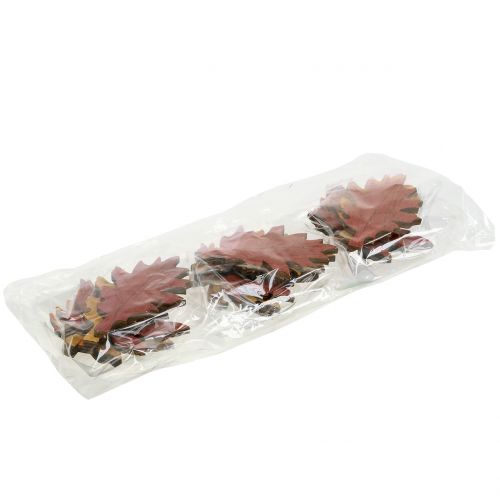 Floristik24 Feuille déco mélange bois jaune, orange, rouge foncé 8cm 18 pcs