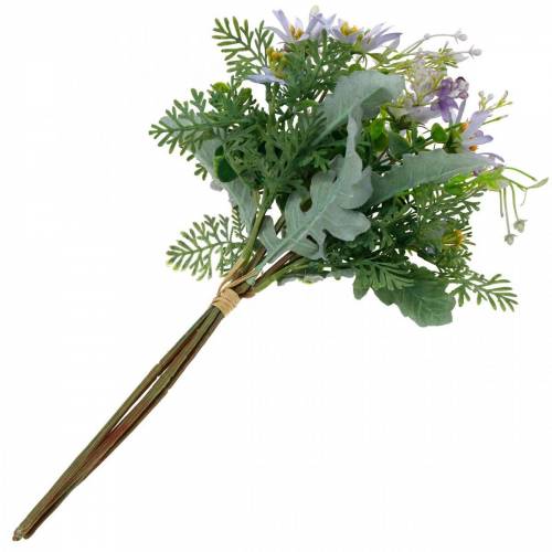 Floristik24 Bouquet décoratif, fleurs en soie violette, décorations printanières, asters artificiels, œillets et eucalyptus