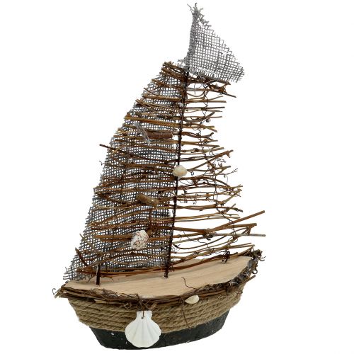 Floristik24 Bateau décoratif avec branches et coquillages 38cm