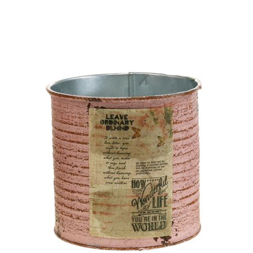 Floristik24 Boite métal déco vieux rose à planter Ø11cm H10.5cm