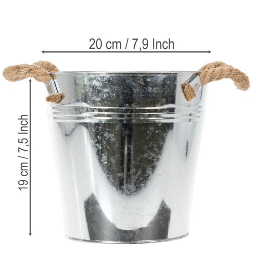 Pot de fleurs décoratif en métal avec anses en corde Ø20cm | Floristik24.be