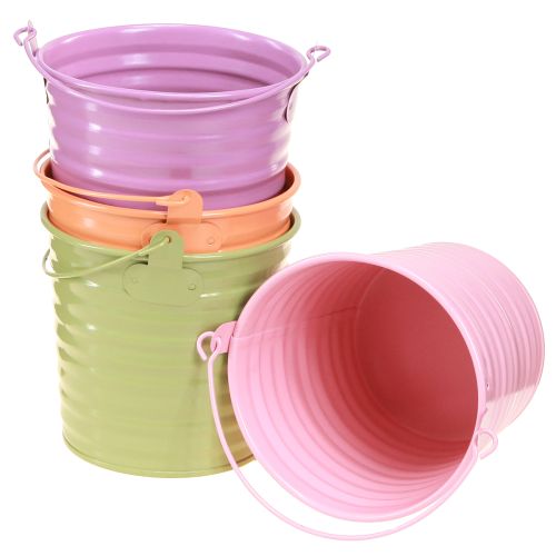 Floristik24 Seau décoratif en métal avec anse pour pot de fleurs 4 couleurs Ø11cm 8 pièces