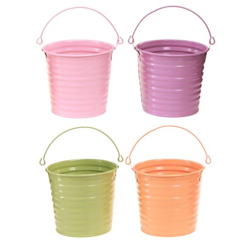 Floristik24 Seau décoratif en métal avec anse pour pot de fleurs 4 couleurs Ø11cm 8 pièces