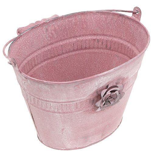 Floristik24 Seau décoratif rose L17.5cm H14cm