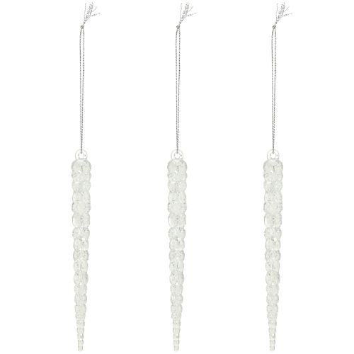 Floristik24 Glaçons décoratifs à suspendre hiver paillettes claires 14cm 4pcs