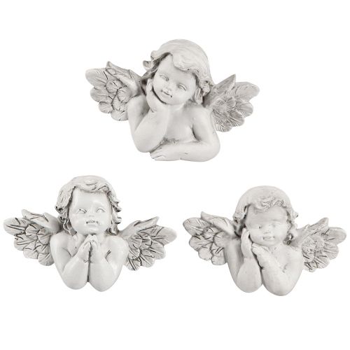 Décoration funéraire décorative ange gris polyrésine 7,5×5cm 6 pcs