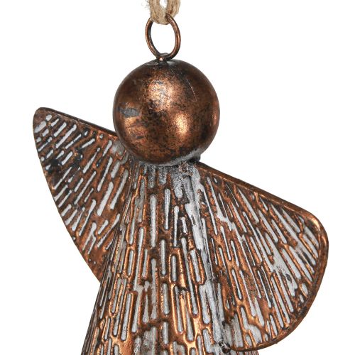 Article Ange décoratif cloche en métal bronze blanc naturel 21x13,5x24cm