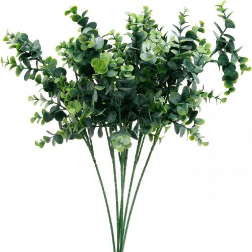 Floristik24 Branche d&#39;eucalyptus décorative Vert foncé Eucalyptus artificiel Plantes vertes artificielles 6pcs