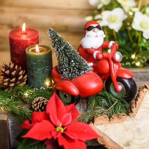 Floristik24 Figurine décorative Père Noël à moto avec sapin 19,5×13×16cm
