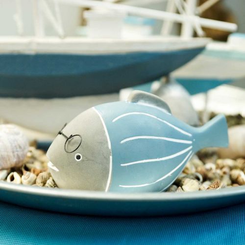 Floristik24 Poisson déco avec verres bleu blanc 15,5/14,5cm 2pcs
