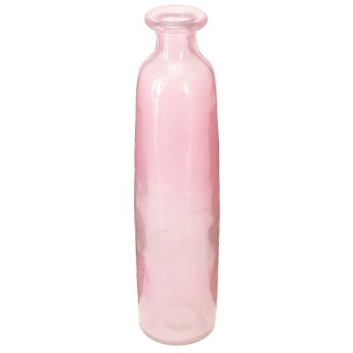 Vase décoratif bouteille en verre rose rustique Ø6cm H24cm