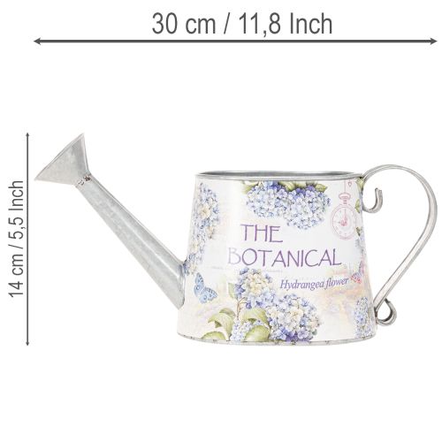 Arrosoir décoratif en métal, motif hortensia vintage, 30 x 11 x 14,5 cm | Floristik24.be