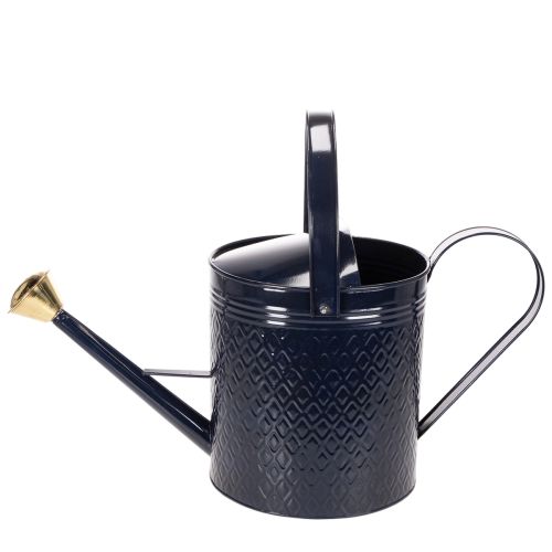 Arrosoir décoratif vintage en métal à damier bleu et or, design rétro, pour l'intérieur, le jardin ou le balcon, 65 cm | Floristik24.be
