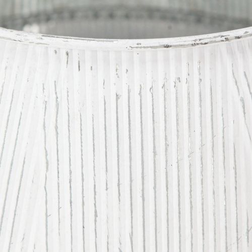 Article Arrosoir décoratif métal blanc décor vintage rainuré Ø25cm
