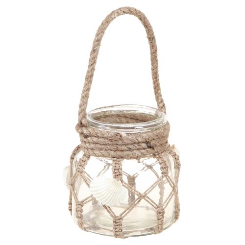 Coquillages décoratifs en verre macramé maritime Ø11cm H12,5cm 2pcs