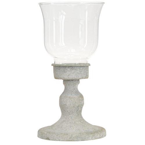 Article Coupe en verre déco métal gris look vintage Ø8cm H15,5cm