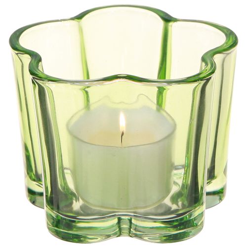 Article Photophore décoratif en verre en forme de fleur vert Ø7,5cm H6cm 6pcs