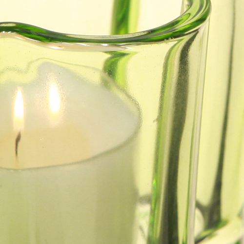 Article Photophore décoratif en verre en forme de fleur vert Ø7,5cm H6cm 6pcs