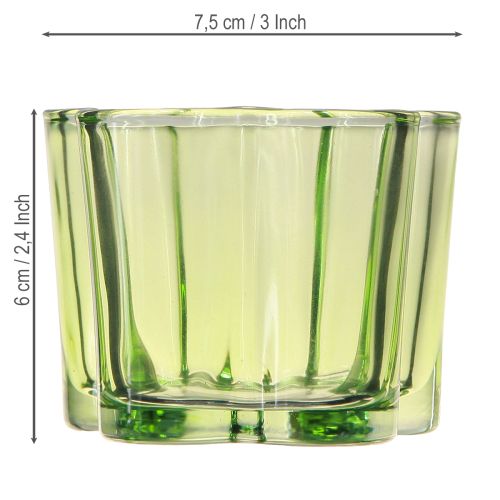 Article Photophore décoratif en verre en forme de fleur vert Ø7,5cm H6cm 6pcs