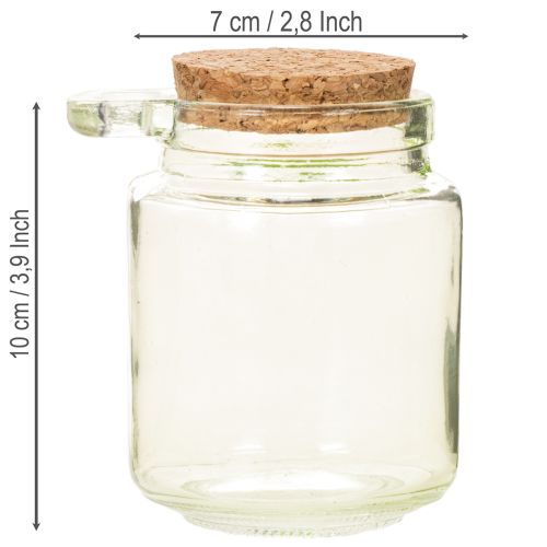 Verre décoratif avec couvercle en liège et cuillère, vert, Ø7cm, H10cm, 2 pièces | Floristik24.be
