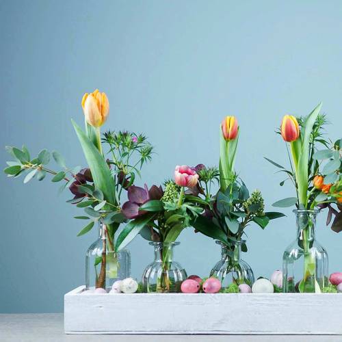 Article Vase à fleurs bouteille décoratif Ø7,5cm H13,5cm transparent 6 pcs