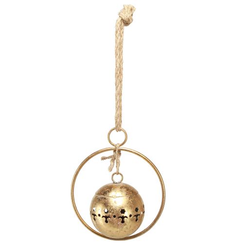 Article Cloche décorative cloche dorée à suspendre décoration métal naturel Ø14cm