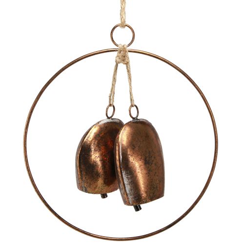 Article Cloches décoratives dans un anneau suspendu décoration Noël bronze Ø29cm