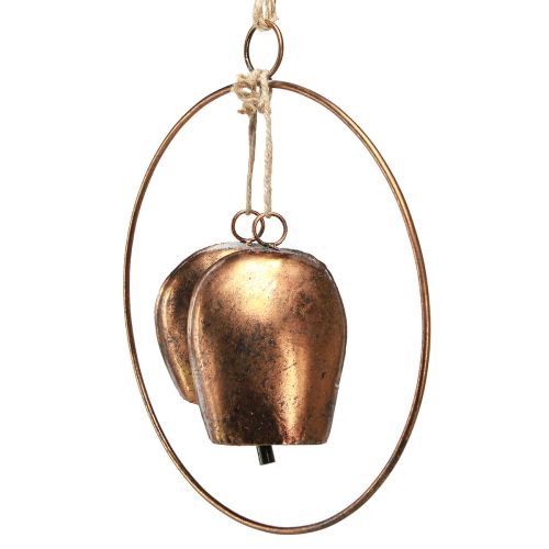Article Cloches décoratives dans un anneau suspendu décoration Noël bronze Ø29cm