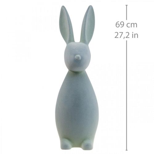 Article Déco Lapin Déco Lapin de Pâques Floqué Gris-Vert H69cm