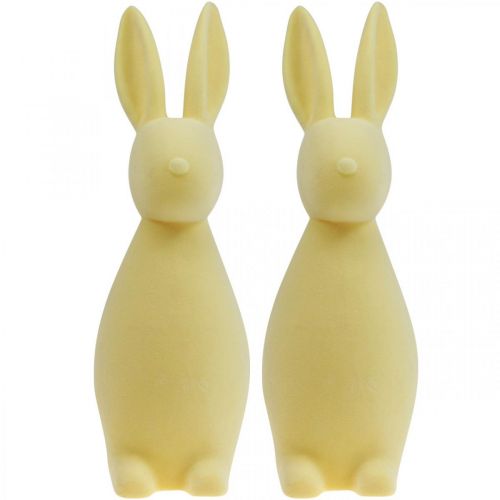 Article Lapin de Pâques décoratif – 2e choix – Floqué jaune clair H 29,5 cm 2 pièces