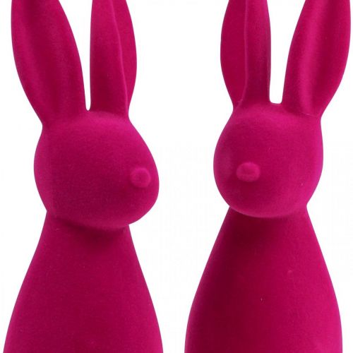 Floristik24 Lapin décoratif Lapin de Pâques décoratif – 2e choix – Floqué rose H29,5 cm 2 pcs