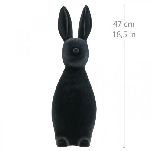 Floristik24 Lapin Décoratif Noir – 2ème Choix – Lapin de Pâques Décoratif Floqué H47cm