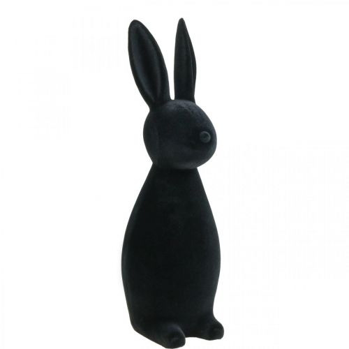 Floristik24 Lapin Décoratif Noir – 2ème Choix – Lapin de Pâques Décoratif Floqué H47cm