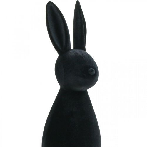Floristik24 Lapin Décoratif Noir – 2ème Choix – Lapin de Pâques Décoratif Floqué H47cm
