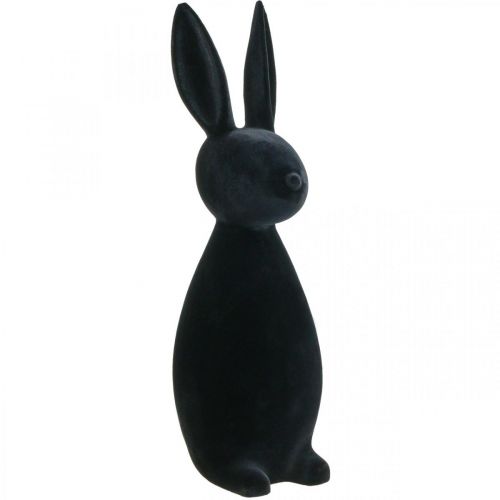 Floristik24 Lapin Décoratif Noir – 2ème Choix – Lapin de Pâques Décoratif Floqué H69cm