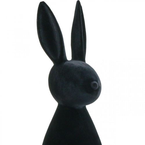 Floristik24 Lapin Décoratif Noir – 2ème Choix – Lapin de Pâques Décoratif Floqué H69cm