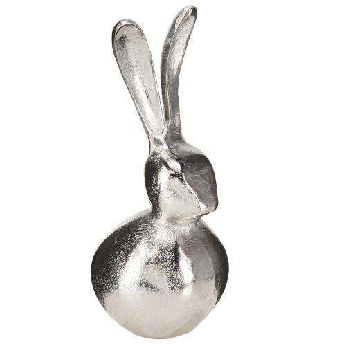 Floristik24 Lapin Décoratif en Métal Pâques en Argent Rond Ø12cm H25cm