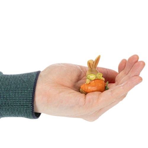 Article Lapin décoratif avec carotte, figurines de Pâques, 6 cm, lot de 3