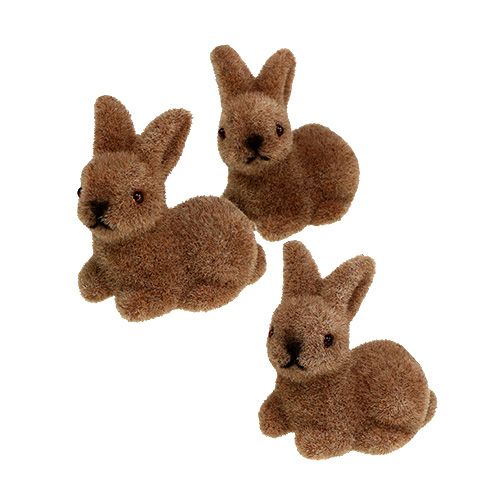 Floristik24 Déco lapin 5cm floqué marron 16pcs.