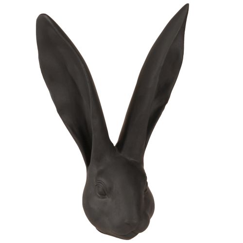 Floristik24 Décoration Tête de Lapin Décoration de Pâques Noir Mat Polyrésine 26cm