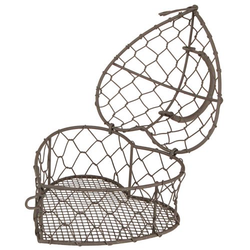 Floristik24 Coeur décoratif en fil de fer à remplir gris vintage 14×13,5cm