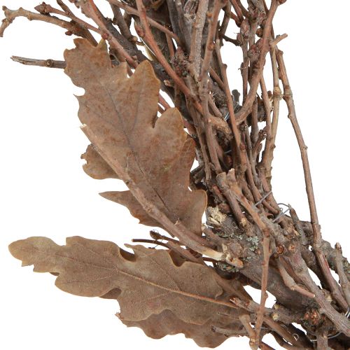 Article Coeur décoratif composé de branches avec feuilles de chêne branches de chêne Ø28cm