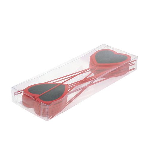 Floristik24 Tableau en forme d’un cœur rouge 9cm x 9cm 12P