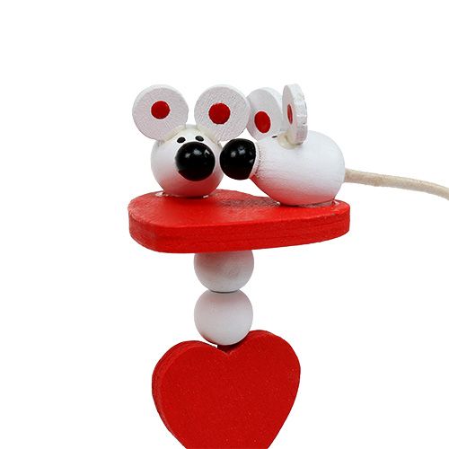 Article Coeurs décoratifs avec des souris sur un bâton rouge 12pcs