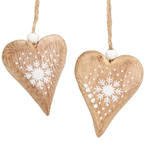 Floristik24 Coeurs décoratifs à suspendre pour décorations de sapin de Noël en bois 6 cm 8 pcs