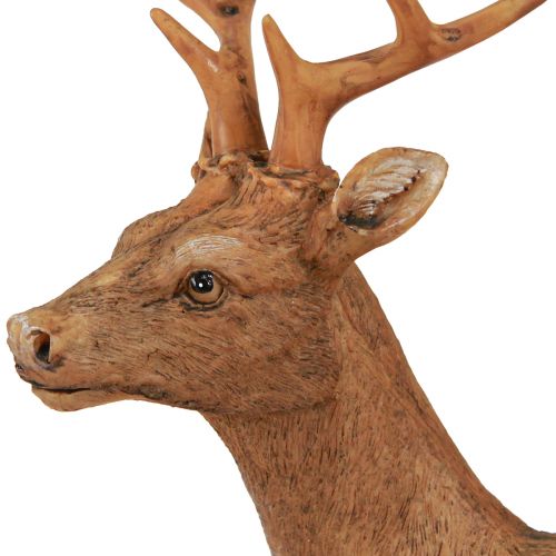 Article Cerf décoratif marron aspect bois 19x8,5x22,5cm 2 pièces
