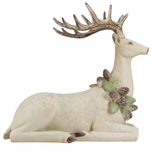Article Cerf décoratif couché vintage en marron vert 30x13x28cm
