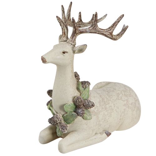 Article Cerf décoratif couché vintage en marron vert 30x13x28cm